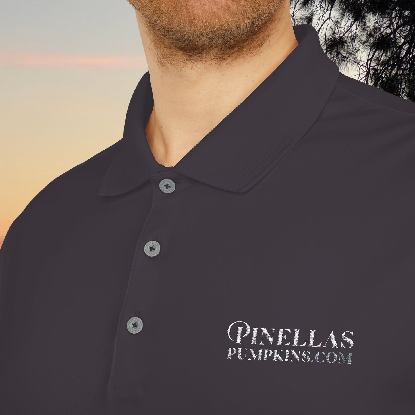 Dark adidas Polo Shirt - Pinellas Pumpkins Logo Design