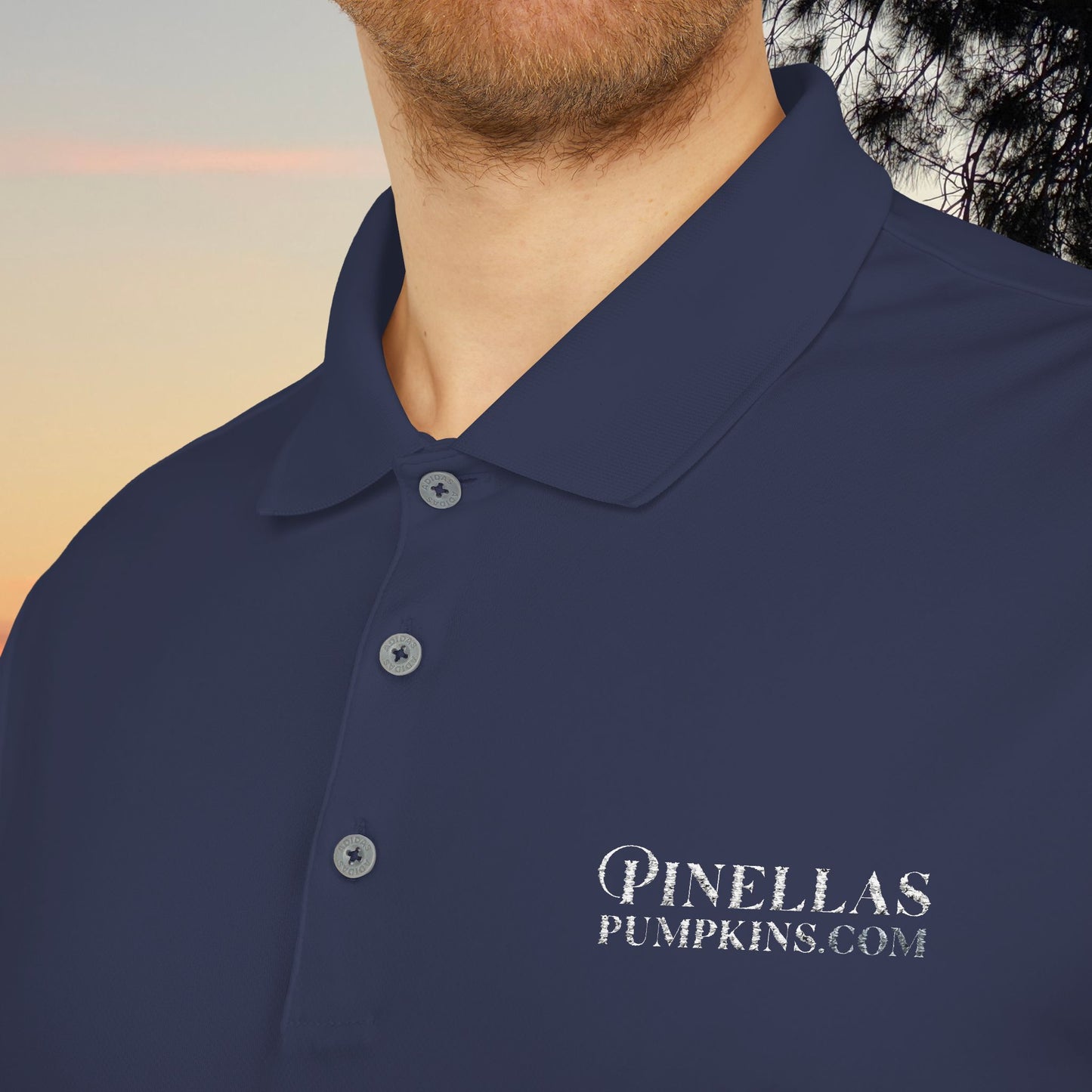 Dark adidas Polo Shirt - Pinellas Pumpkins Logo Design