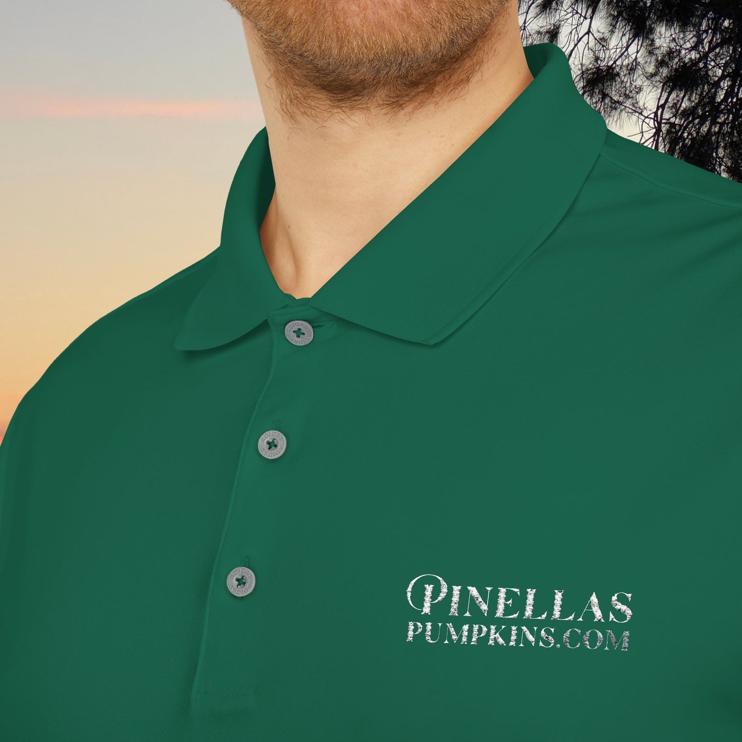 Dark adidas Polo Shirt - Pinellas Pumpkins Logo Design