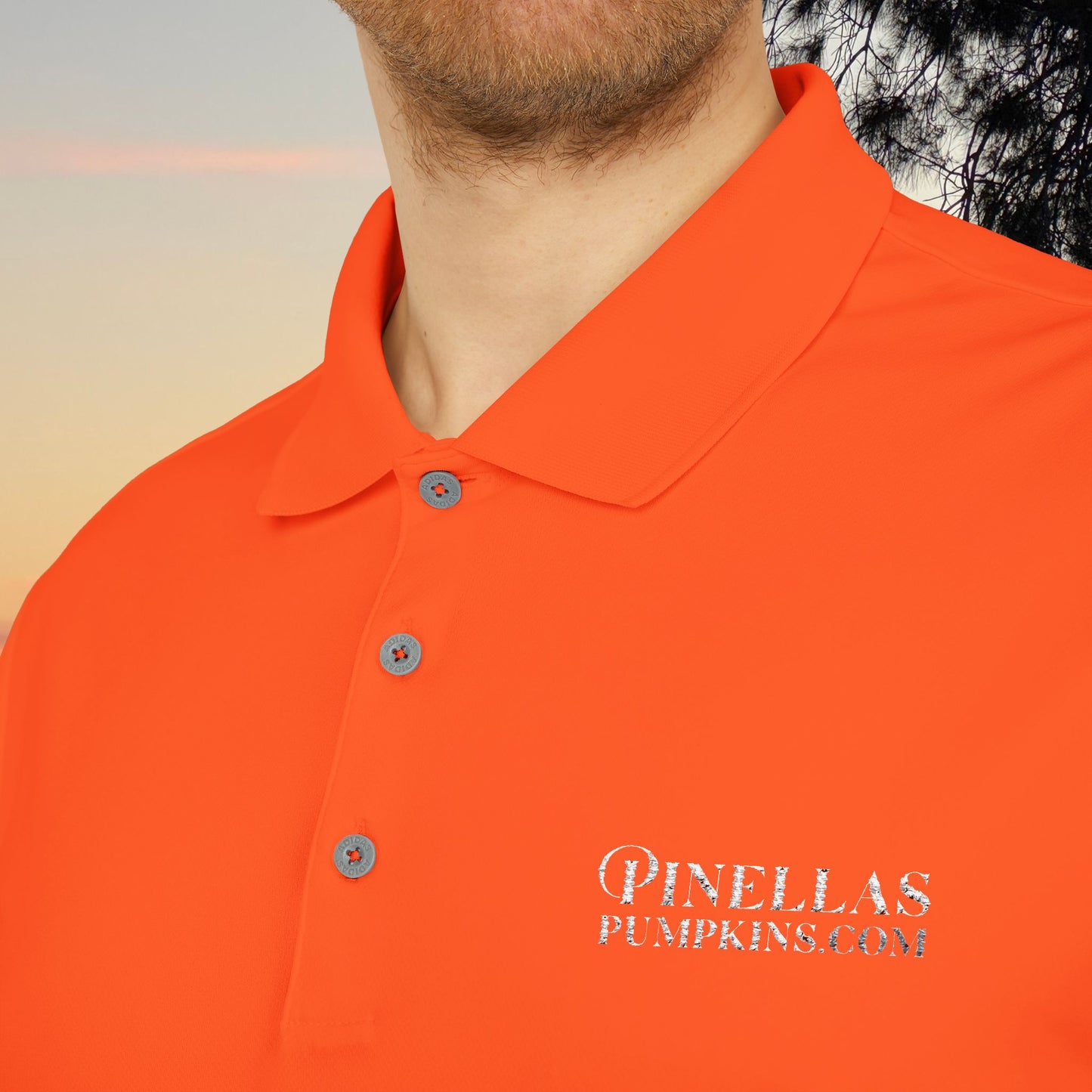 Dark adidas Polo Shirt - Pinellas Pumpkins Logo Design