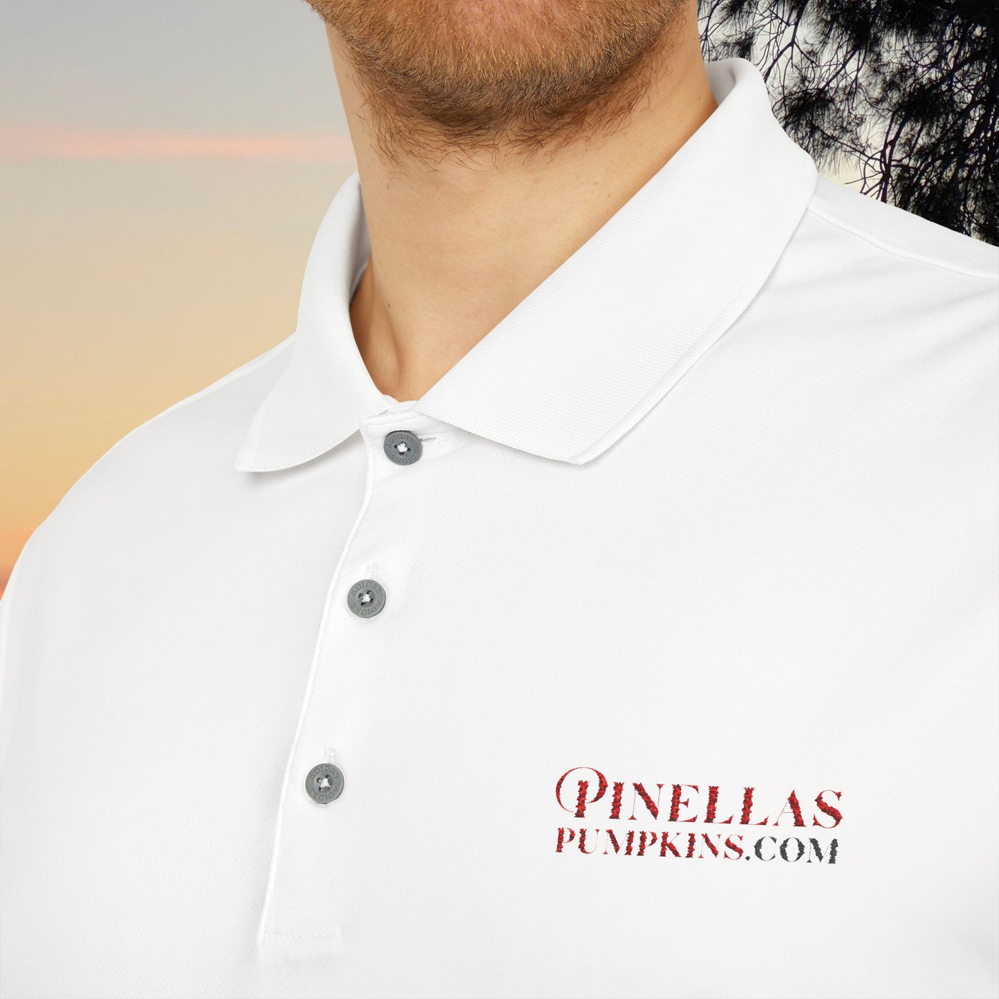 Light adidas Polo Shirt - Pinellas Pumpkins Logo Design