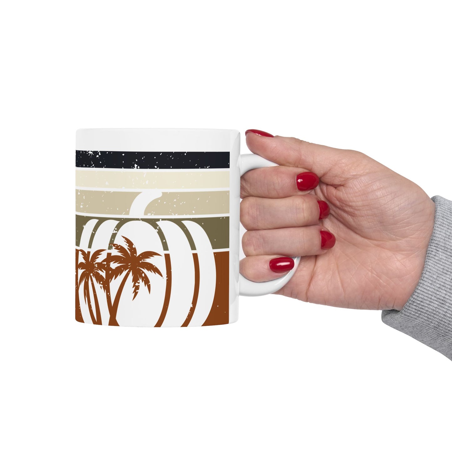 Mug - Palm Tree Pumpkin Fall Vibes Florida-Style Ceramic Mug (11oz, 15oz)