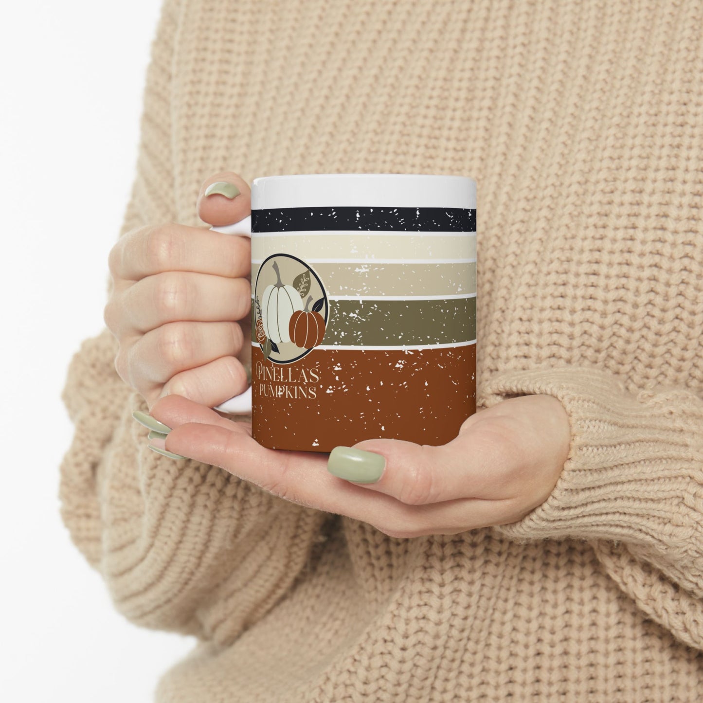 Mug - Palm Tree Pumpkin Fall Vibes Florida-Style Ceramic Mug (11oz, 15oz)