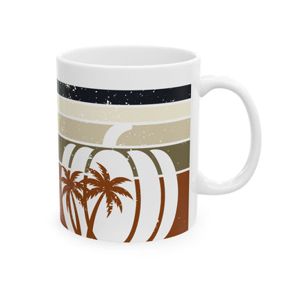 Mug - Palm Tree Pumpkin Fall Vibes Florida-Style Ceramic Mug (11oz, 15oz)