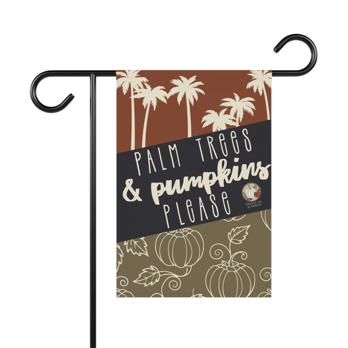 Palm Trees and Pumpkins Please - Fall Themed Florida Garden Flag