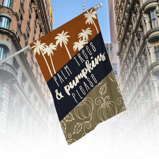 Palm Trees and Pumpkins Please Garden Flag
