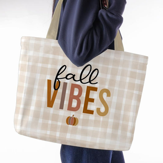 Fall Vibes Large Tote Bag